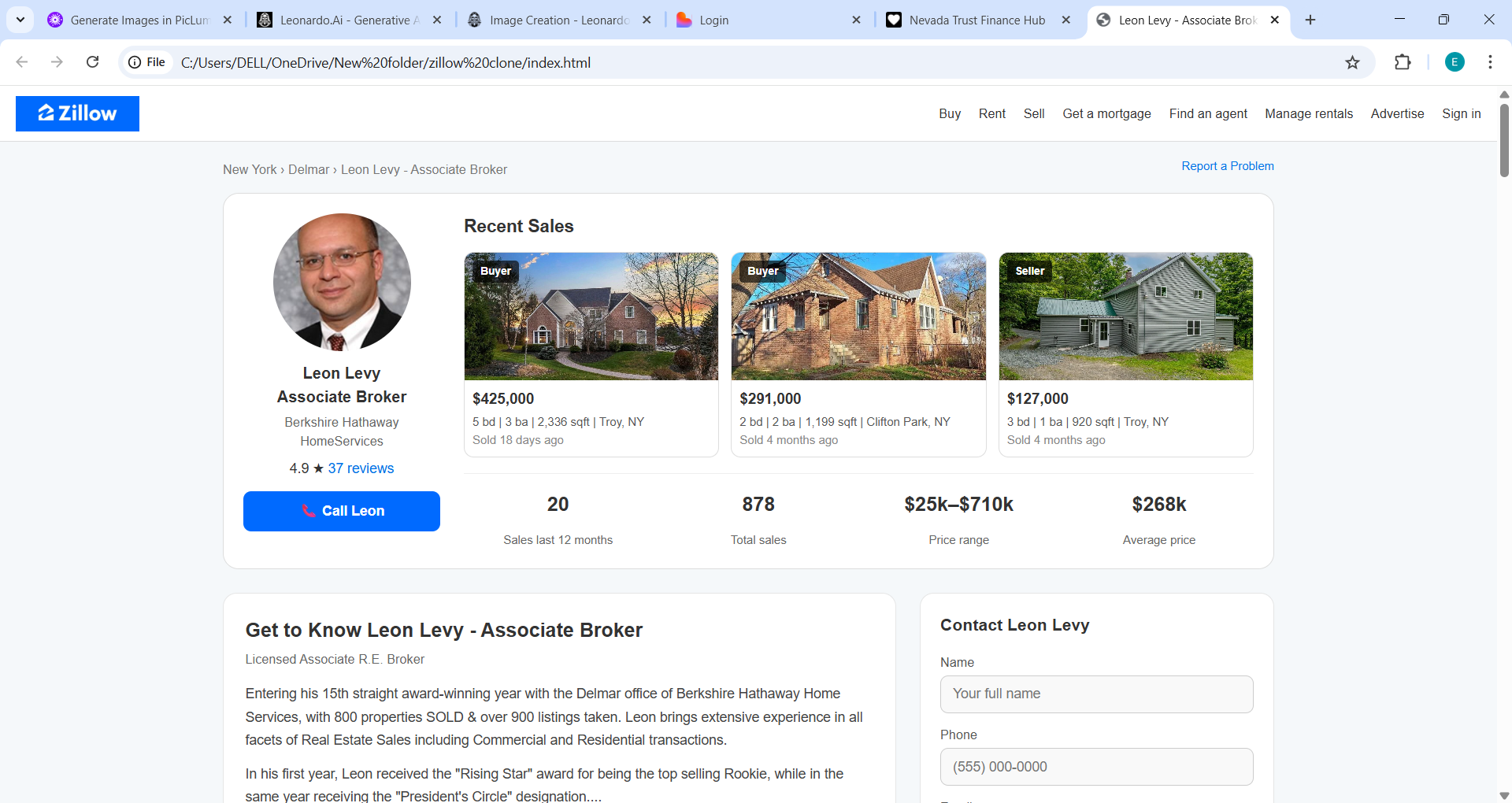 Zillow Agent Profile